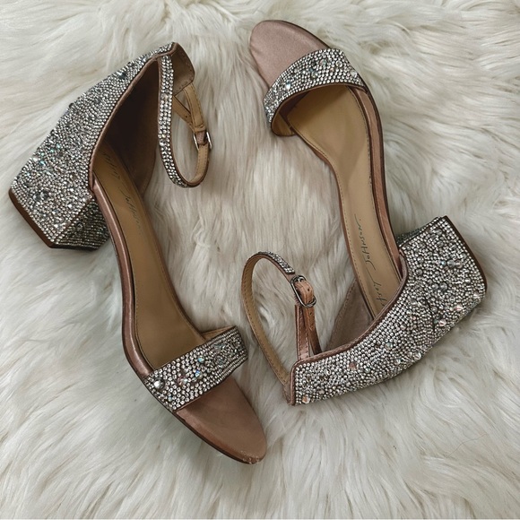 Blue by Betsey Johnson Mari Rhinestone Block Heel Sandals - Size 9 - Picture 5 of 16